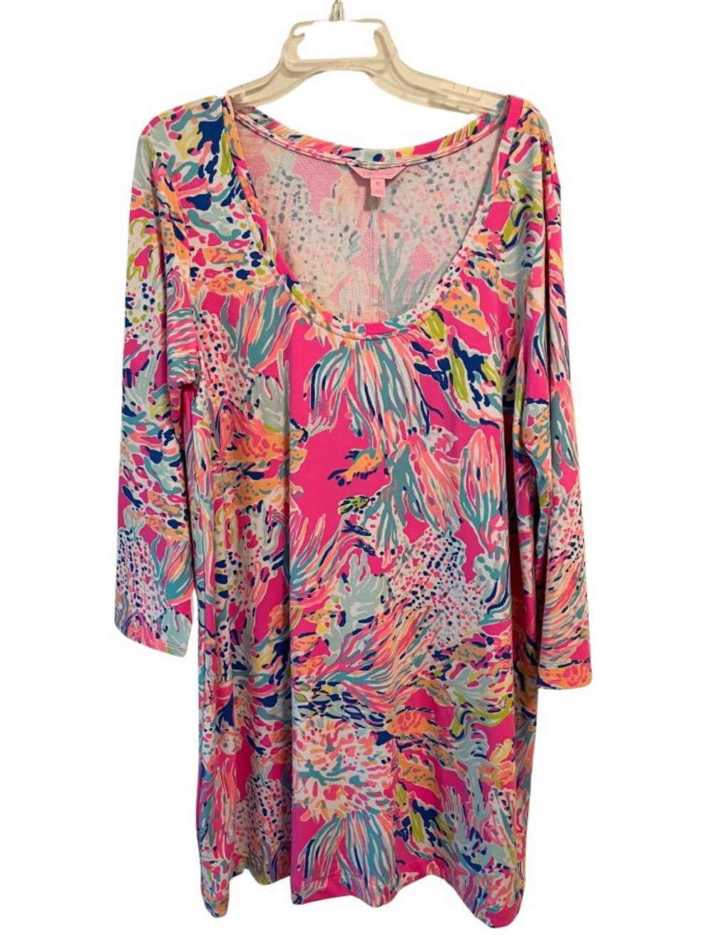 Lilly Pulitzer Long Sleeve Dress Size XL Pink Multi Color Knee Length
